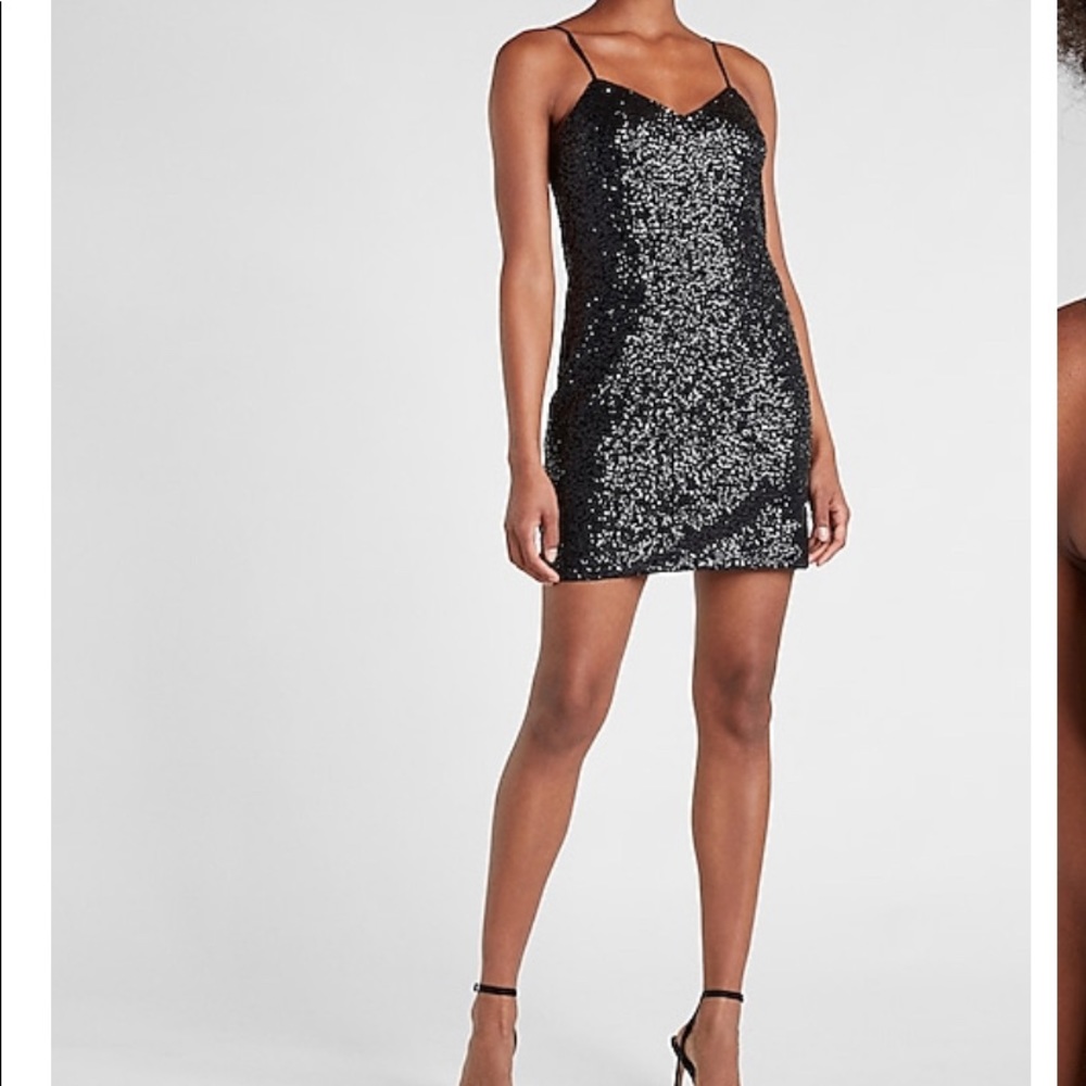 Sequin v neck mini slip dress express